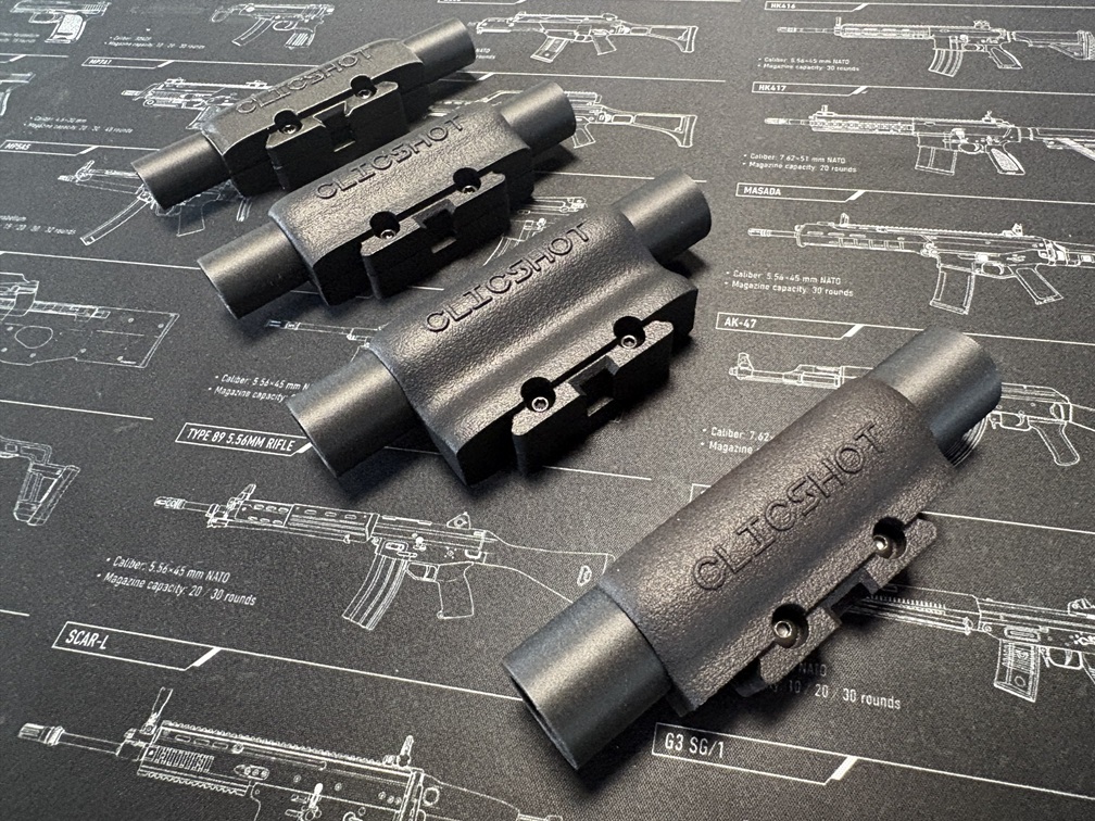 Ensemble de la gamme de fixations clicSHOT pour caméras de chasse et de tir